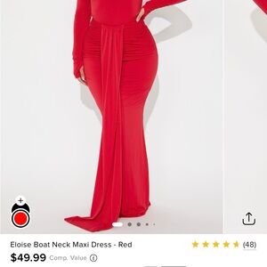 Red Boat Neck Maxi Dress